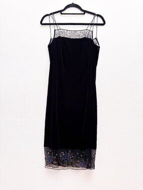 Rimini by Show Black Velvet Beaded Cocktail Dress Size 8